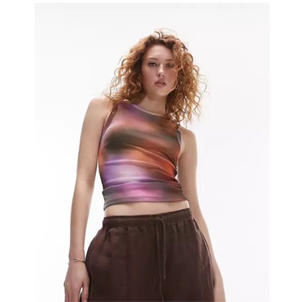 NWT Topshop ombré spray dye mesh tank top in Size L